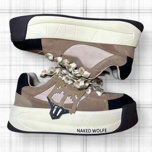 Naked Wolfe Slade Brown Suede Leather Platform Sneakers